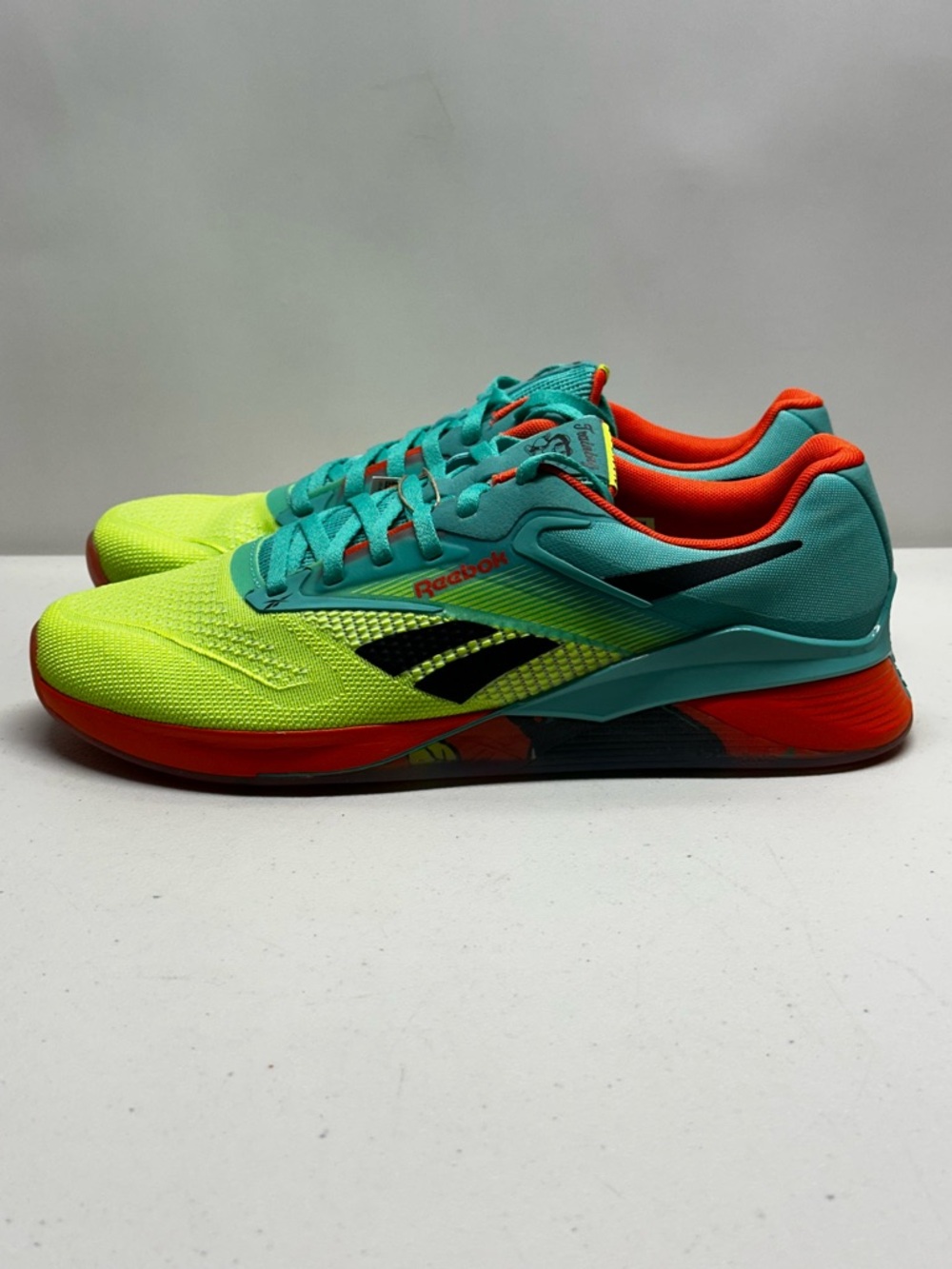 Reebok Neon Yellow Teal & Orange Athletic Sneakers